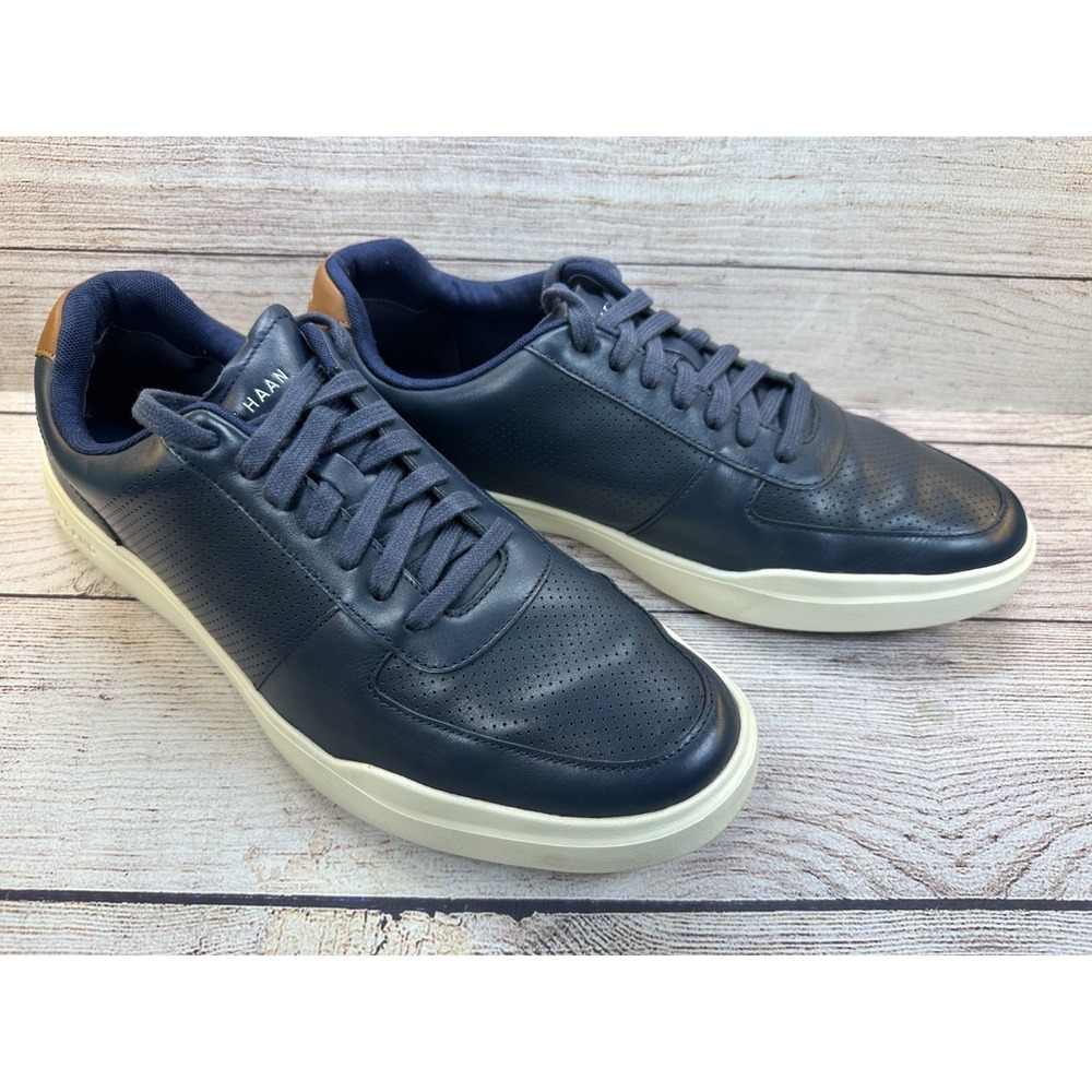 Cole Haan Men Grand Crosscourt Modern Perf Sneaker Navy Leather Size 12W C33990